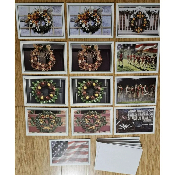 Colonial Williamsburg Foundation Set of 13 Blank Greeting Cards Assorted Wreaths - Picture 2 of 8
